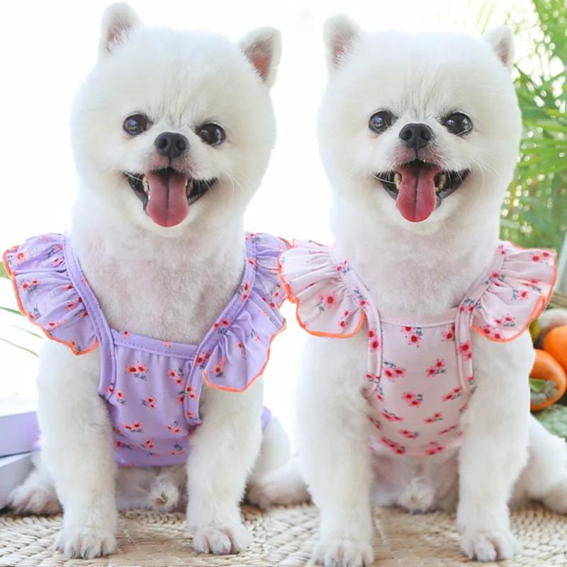Áo Vest Mùa Hè Cho Chó chó Con, Tay Phồng, Thiết Kế Hoa, Thích Hợp Cho XS-XL, Phong Cách Teddy Bichon Ngọt Ngào, Trang Phục Mùa Xuân, Đồ Dùng Quần Áo Thú Cưng, Váy Bong Bóng Cho Thú Cưng Mùa Hè 2