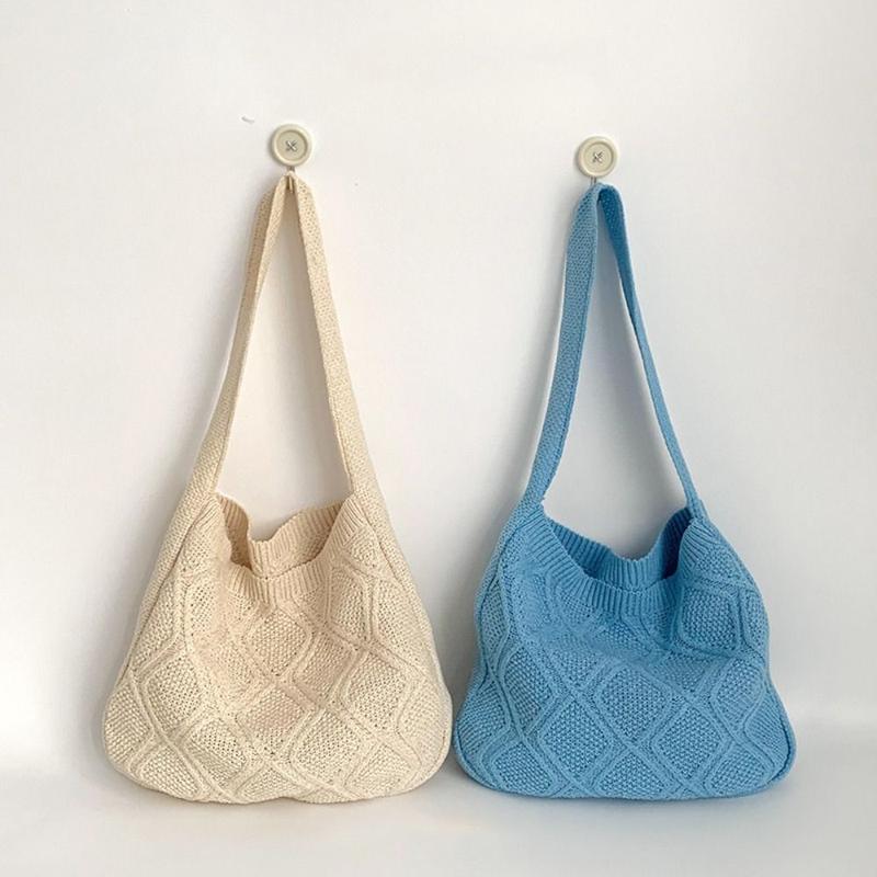 Color Block Braided Hollow Shoulder Bag