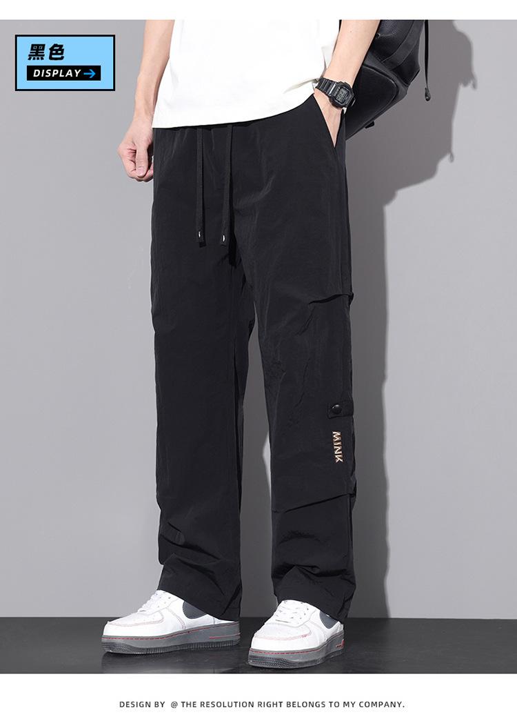 Product Introduction of Spring and Summer New Trend Overalls Men's Comfortable and Loose Umbrella Soldiers Quick-Drying Straight Mop Casual Pants for Boys 12