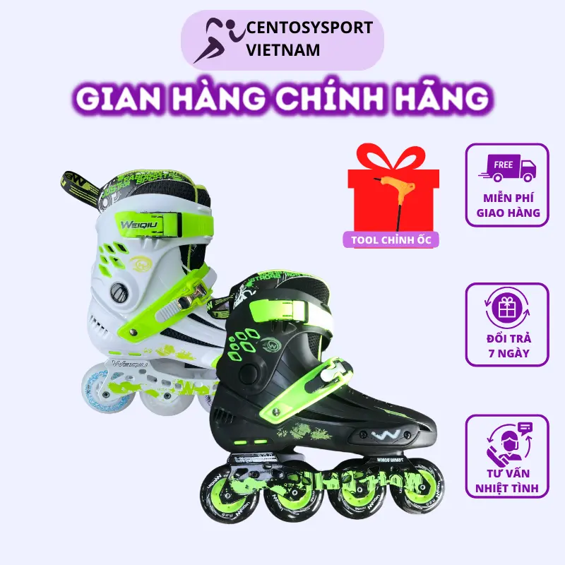 Giày patin người lớn  Weiqiu Xmax có 8 bánh đèn