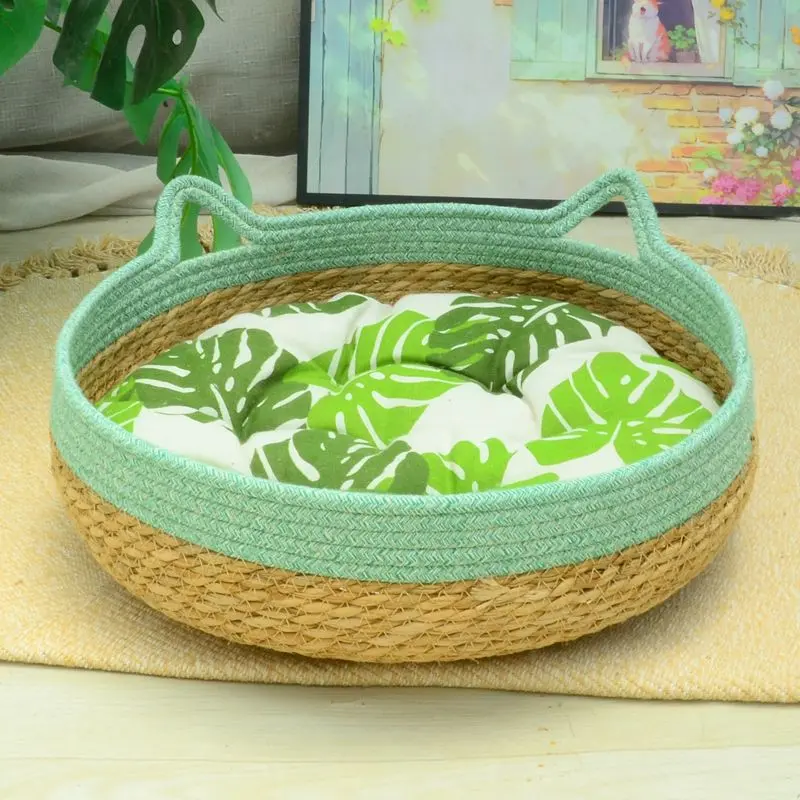 Tổ Mèo, tất cả các mùa, đệm cho thú cưng, tổ mát mẻ cho mùa hè, thích hợp cho mèo và thỏ, được làm bằng Mây, tổ ngủ, 2024 1