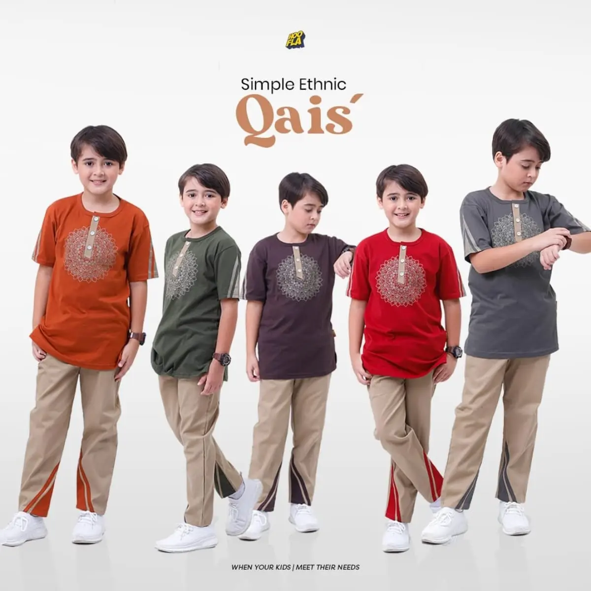 Baju anak laki-laki setelan anak laki-laki cowo qais simple ethnic Hooflakids Celana Motif Fashion