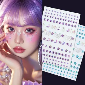 Senyum H1096 Set Stiker Wajah 3D Kristal Manik-Manik Aksesoris Make Up Alat Kecantikan Berat 5 Gram Ukuran 12x8 Cm Bahan Plastik Berkualitas