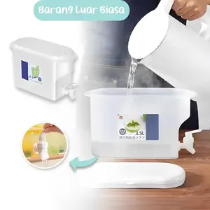 BLB Dispenser Air Jus 3,5 Liter Wadah Minuman Dengan Keran dan Tutup Teko Air Minum Kulkas Tahan Panas Dingin TB002-WT