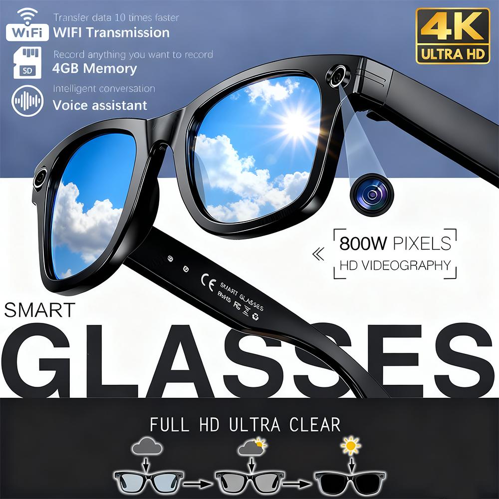 2026 New AI Smart Sunglasses 800W Camera Men Color-Changing Translation Glasses Waterproof Call Photo Video Recording Glasses