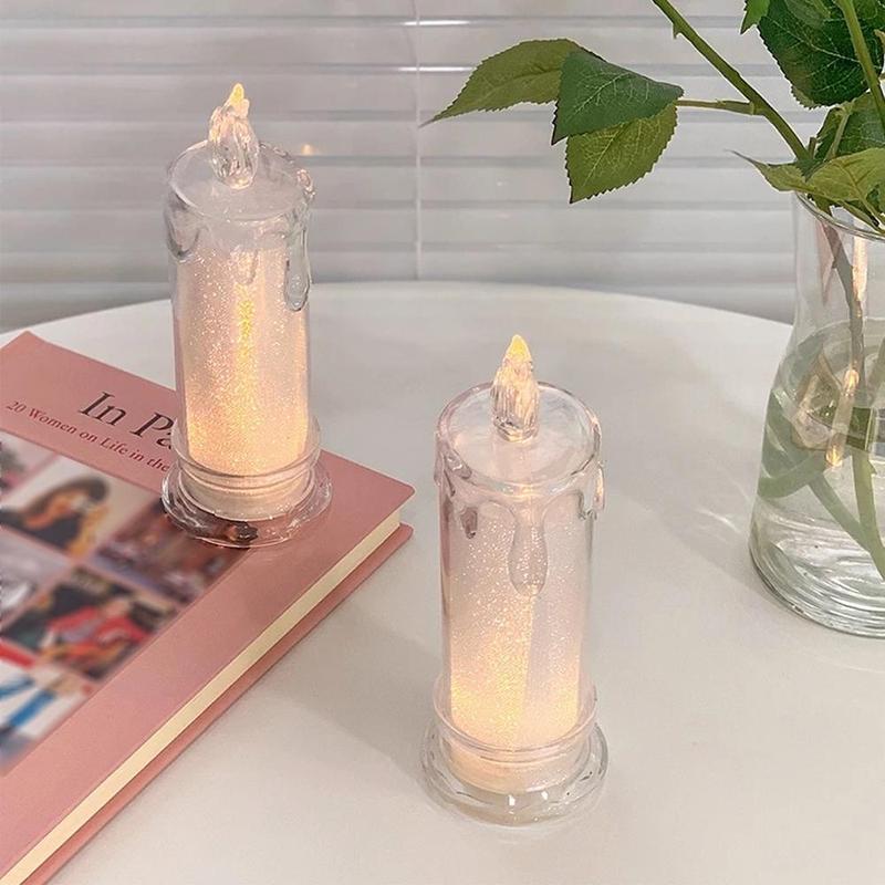 Product Introduction of Simulation Warm Light Electronic Candle Lamp, 1 Count Battery Powered Flameless Candle Lamp, Decorative Light for Home Living Room Bedroom 5