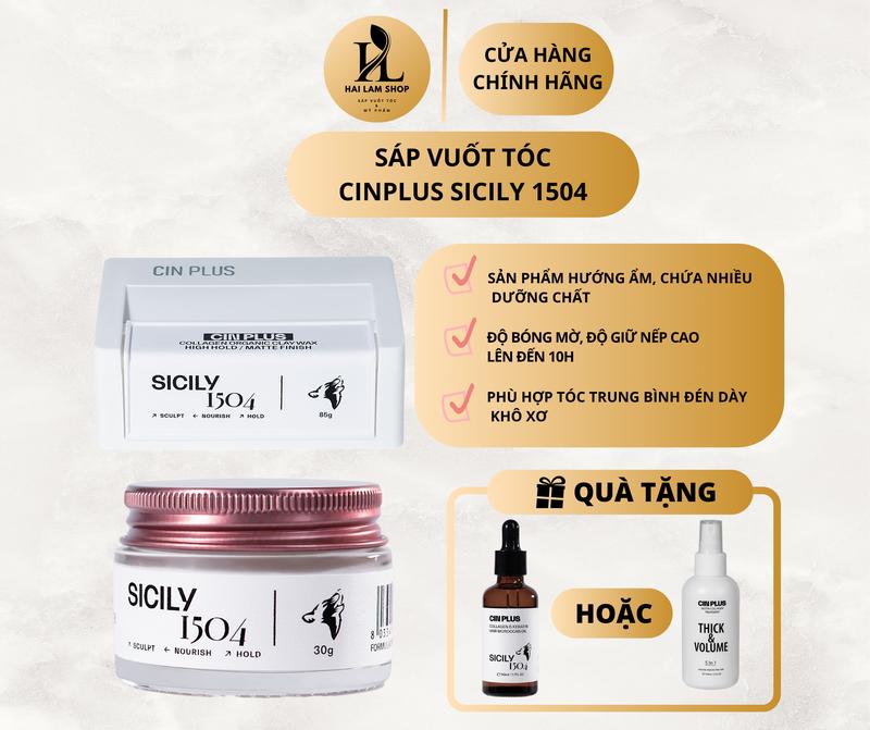 Sáp vuốt tóc nam CLAY WAX SICILY 1504 85g - Thương hiệu cao cấp Cin Plus - Tới từ Italia - Tặng kèm tinh dầu dưỡng tóc Cin Plus 50ml phục hồi tóc hư tổn