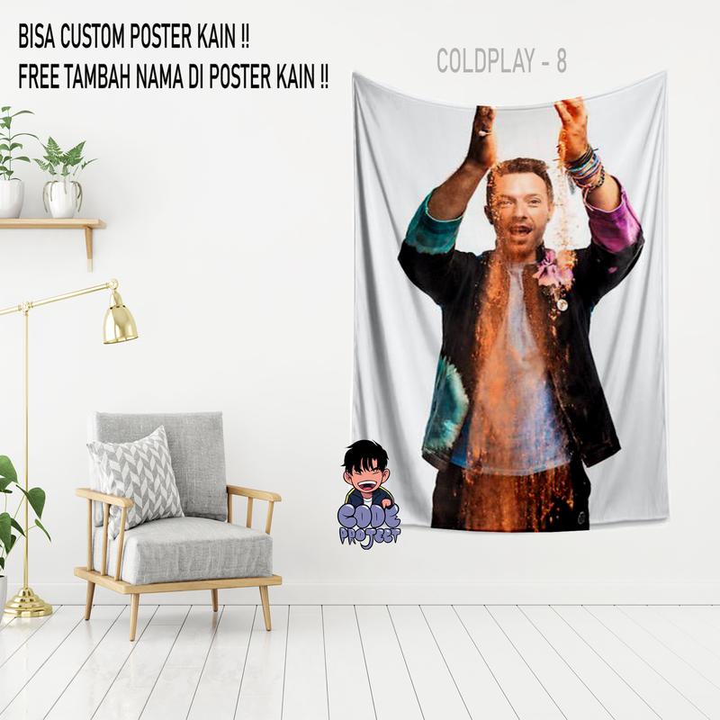 COLDPLAY - poster kain coldplay - hiasan dinding - dekorasi dinding kamar coldplay - aksesoris dinding kamar - hiasan coldplay - Ukuran 90x140cm 7