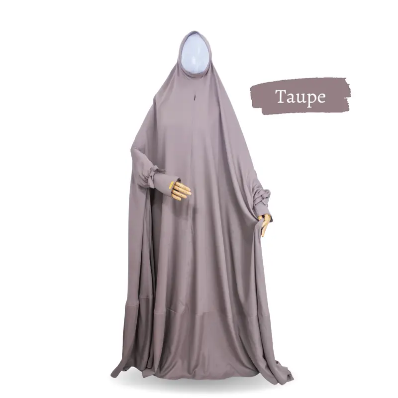 Khaira Long Khimar Jumbo busui overhead instan praktis by hasna moslem  Jilbab  Muslim  Wanita  Syari Non Pad Panjang Tangan Pita Zipper Kerudung Soft Hitam Karet 6