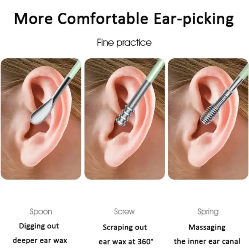 6Pcs/set Ear Wax Pickers Stainless Steel Earpick Wax Remover piercing kit earwax Curette Spoon Care Ear Clean Tool ear cleaner 4