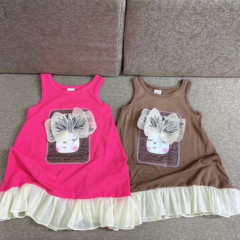 Váy ba lỗ dáng A hình nơ chất cotton mềm đẹp cho bé
