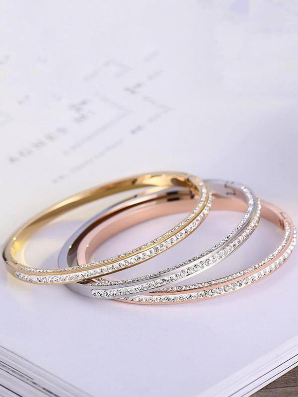 Fashionable Rhinestone Decorated Bangle, Fashion Jewelry for Party, Daily Clothing Decor, Trendy All-match & Exquisite Jewelry for Birthday Gift 2
