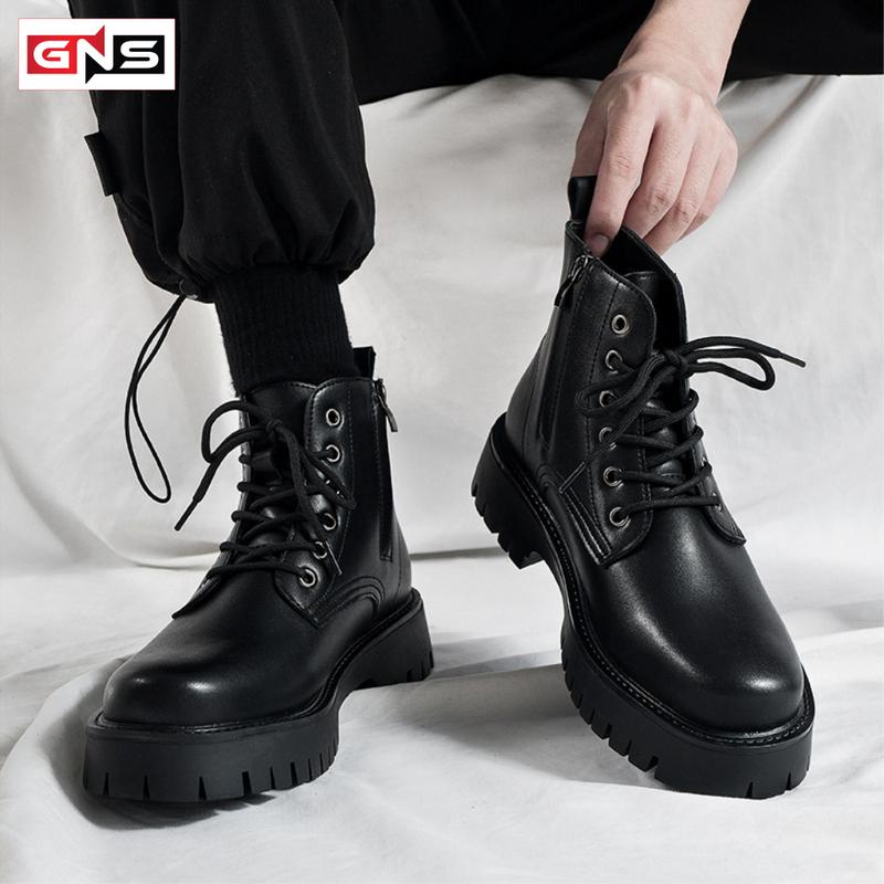 Giày Nam GNS M203 Bốt Martin Nam Giày Boot Nam Công Sở Khoá Kéo Bên Hông Kết Hợp Dây Buộc Kiểu Dáng Thời Trang