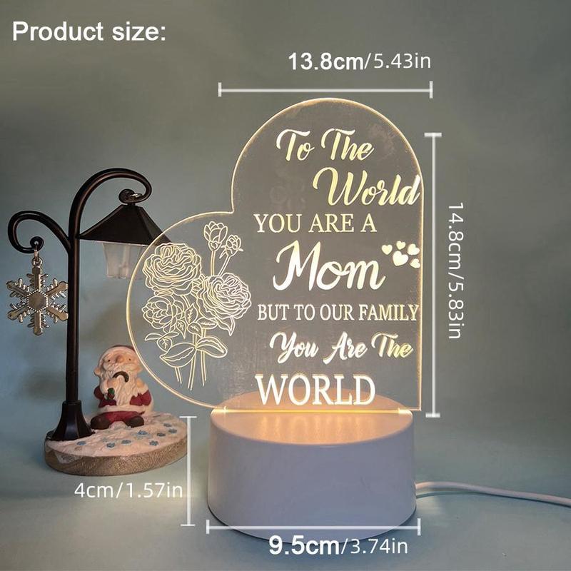 Heart Shaped 3D Night Light, USB Powered To The Mother Design LED Desk Lamp, Decorative Night Light For Bedroom 1