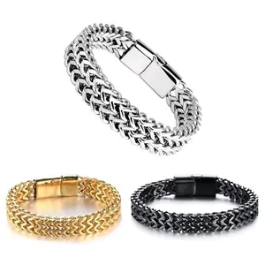gelang titanium paling nyaman termurah Hitam Kuning Putih Pengait magnet Bracelets Elegan Kulit