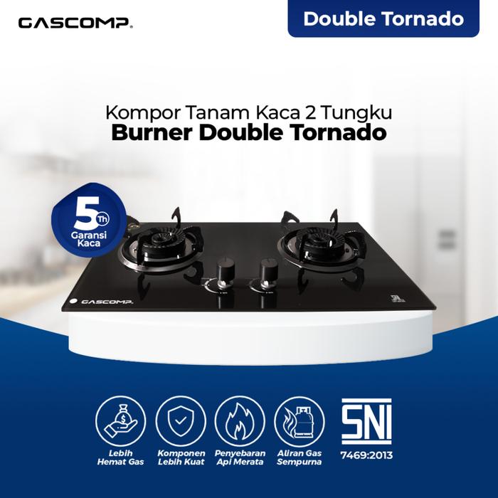 Gambar GASCOMP Kompor Tanam Elektrik Kaca 2 Tungku Double Tornado | Hemat Gas, Api Besar Merata, Tempered Glass Garansi 5 Tahun SNI dari gascompsuperlock Kota Administrasi Jakarta Utara Tokopedia