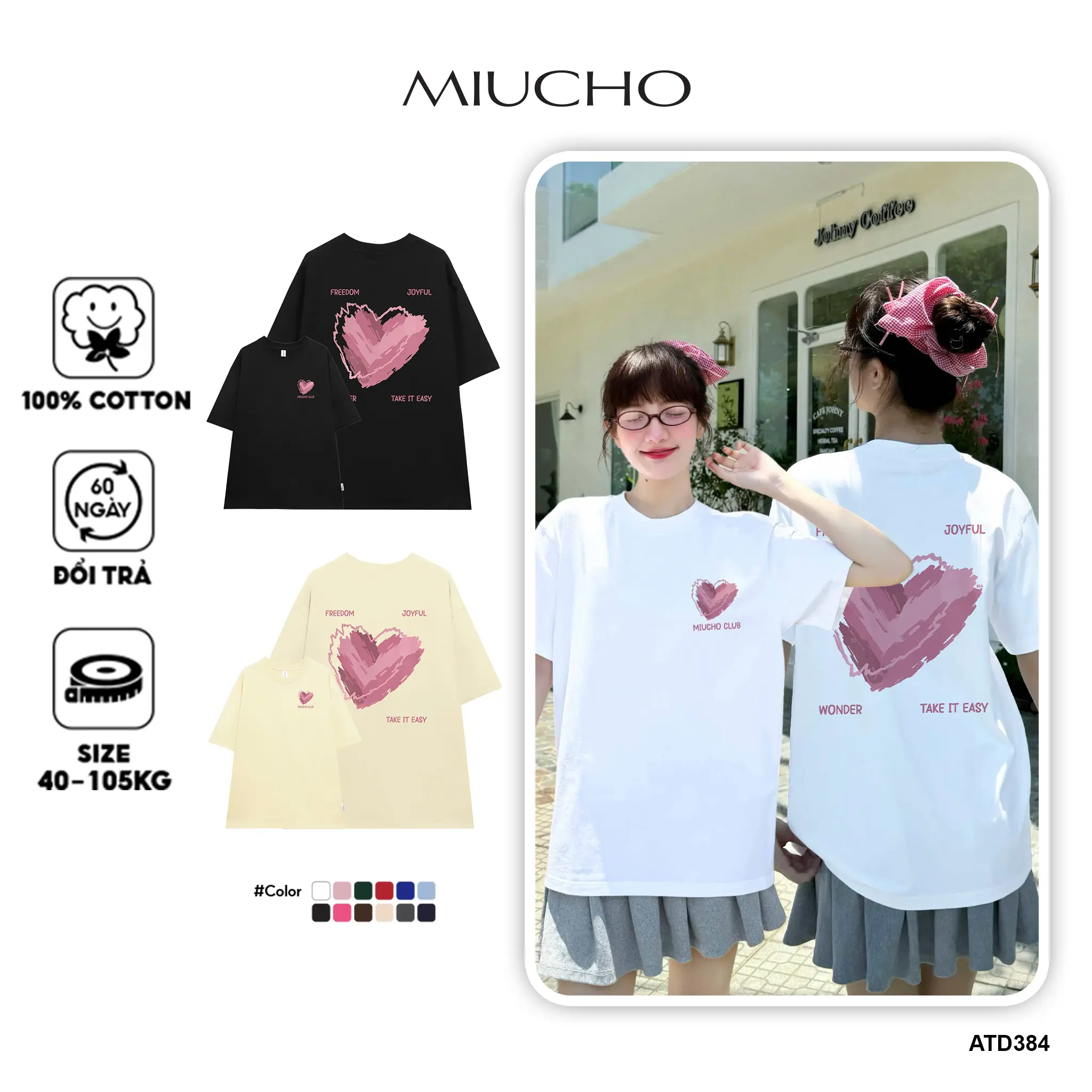 Áo thun form rộng local brand ATD384 Miucho tay ngắn vải cotton cổ tròn in graphic