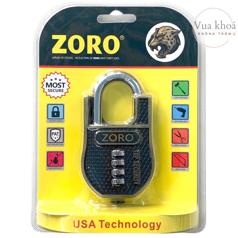 Ổ Khóa mật mã chống cắt ZORO 4 số 6 phân - khóa số thay đổi mật khẩu theo ý muốn - thích hợp khóa cửa nhà,cửa cổng.khóa mật mã chống cắt 4