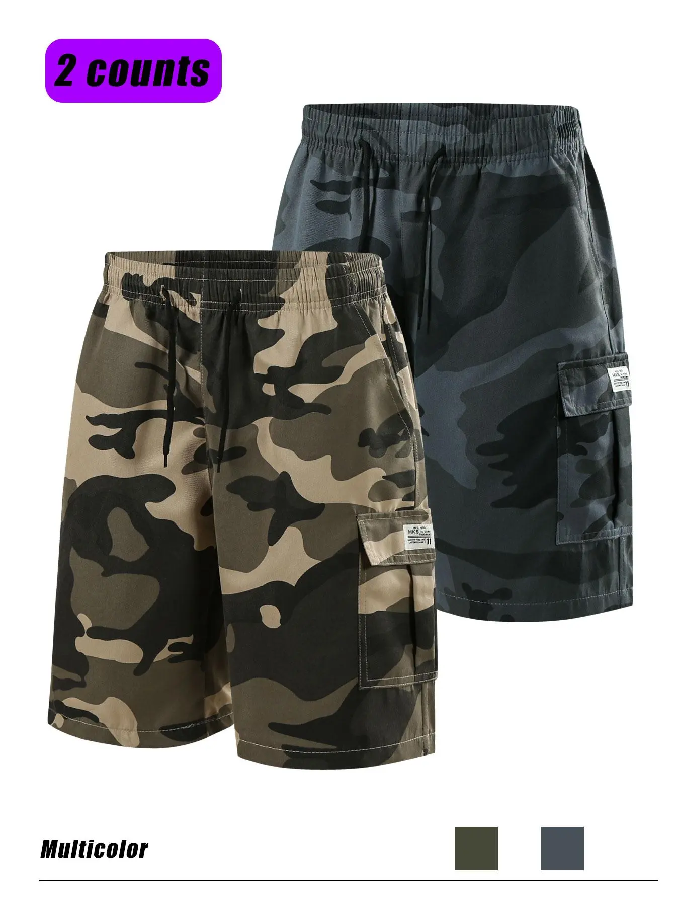 Men's Camo Print Cargo Shorts, Regular Fit Casual Fashion Comfy Shorts for Daily Outdoor Wear, Men Bottoms for All Seasons