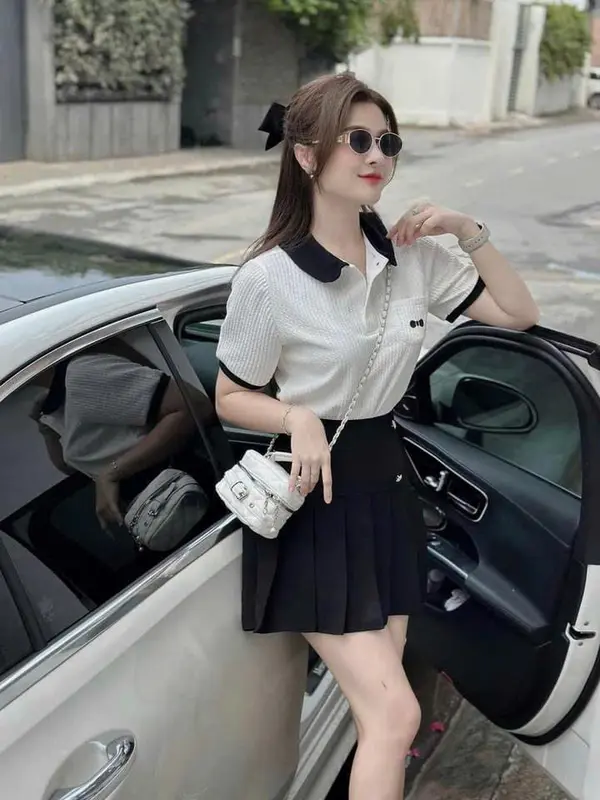 Áo Polo Cổ Sen Chất Thun Gân Phối Viền Đen Thêu Ngực UHT-Fashion 0