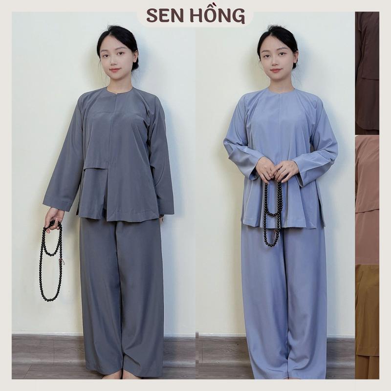 Quần áo đi chùa nam nữ # bộ phật tử big size # áo lam vạc hò truyền thống