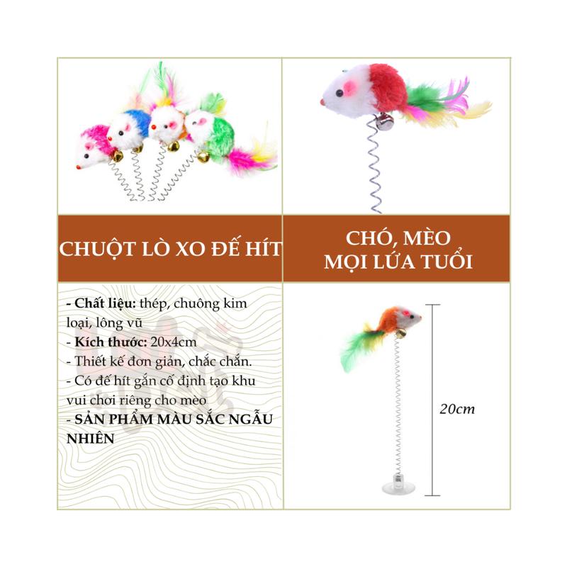 Chuột Dính Lò Xò Có Đế Hít - Đồ Chơi Cho Mèo - Đồ Chơi Cần Câu Tự Tương Tác Cho Mèo - KPETMART 1