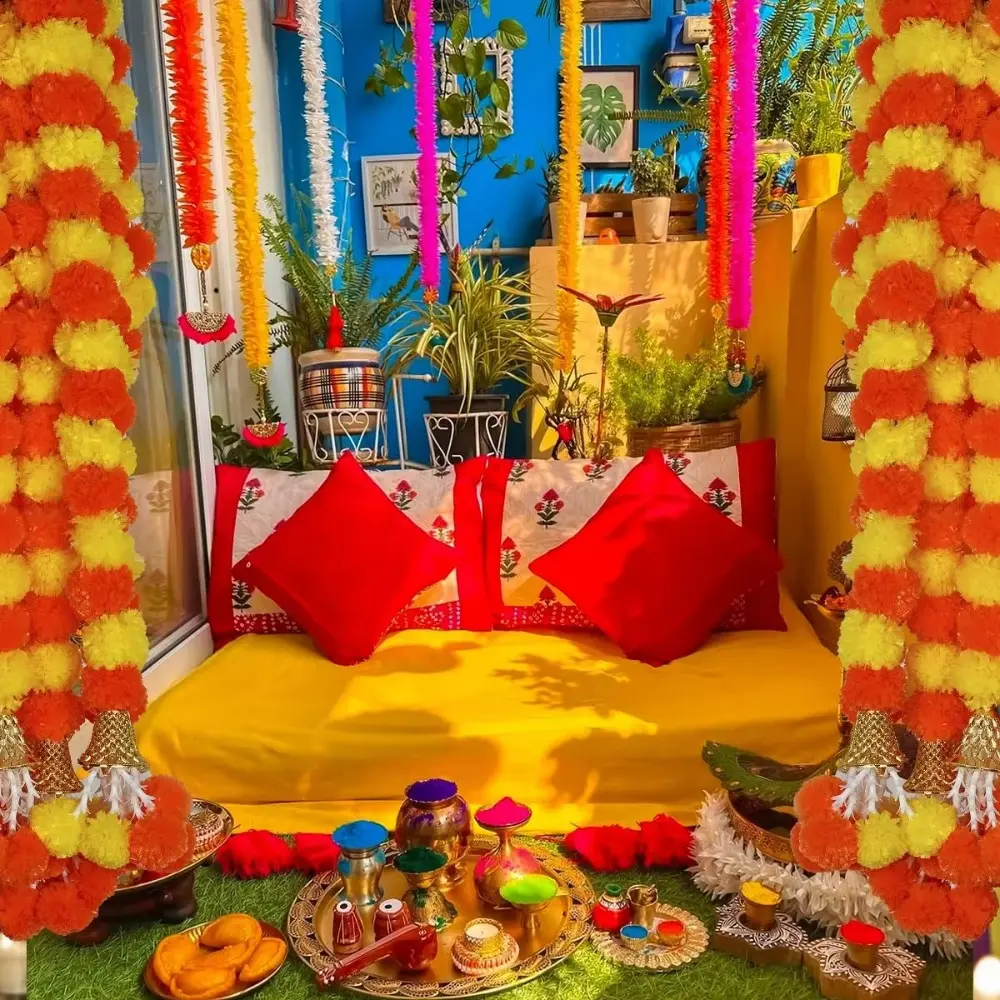 High Quality Long Strands Artificial Marigold Garland Pooja Diwali Fiesta Indian Décor Fake Plant Events Decor 1.5m Marigold Flower Garlands Christmas Gift