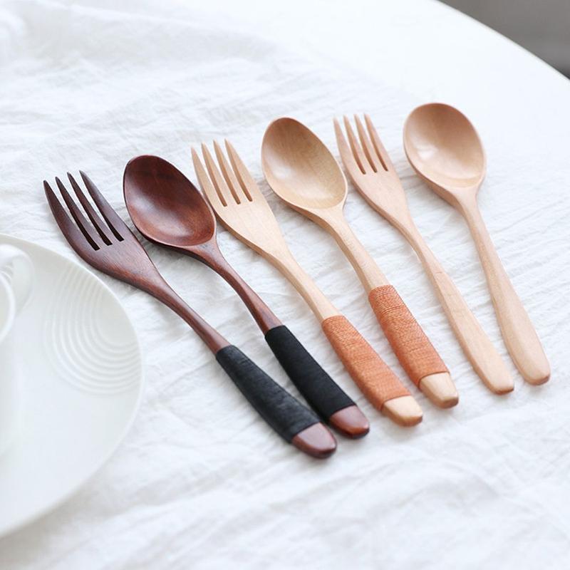 Product Introduction of FOOD PARADISE Natural Wooden Utensil Cereal Rice Soups Dinnerware Sets Spoon Tableware Fork 9