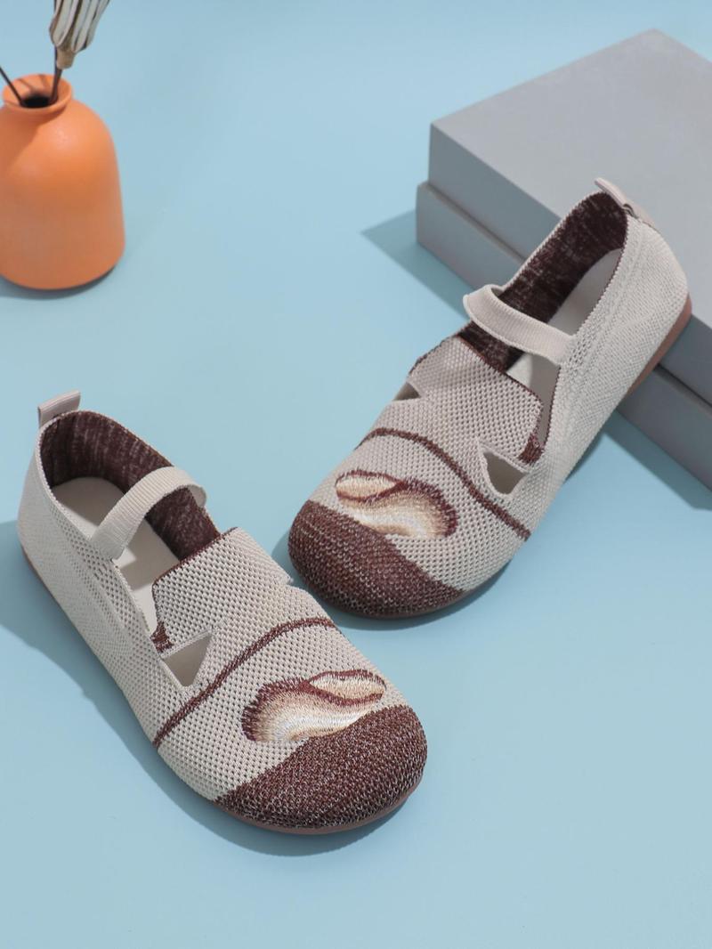 Product Introduction of Women's Fashionable Colorblock Hollow Out Design Slip on Flats, Casual Comfortable Soft Sole Flat Shoes, All-match Commuter Shoes For Work & Daily Wear 15