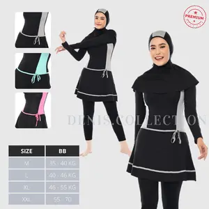 Denis Collection Baju Renang Muslimah Dewasa Oneset Full Body Divingstyle Sporty Bahan Elastis Spandek Poli Cocok untuk Berenang Diving Snorkeling