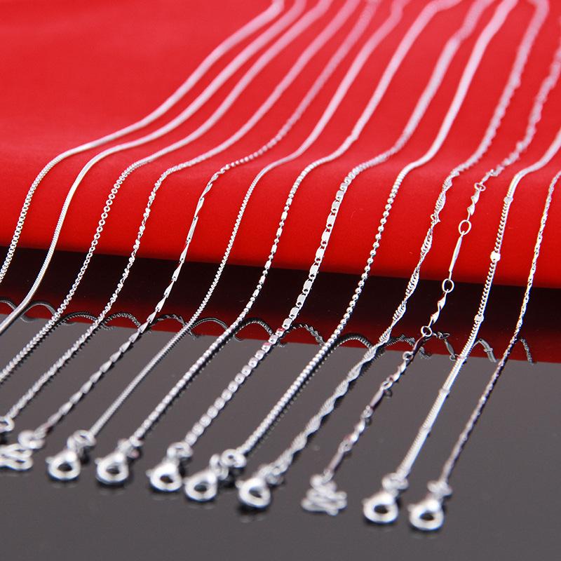 Product Introduction of 925 Silver Necklace Japanese and Korean Simple Women Clavicle Chain Pure Copper Silver Plated Choker Box Water Wave Pure Necklace Short Necklace 5