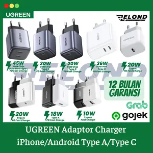 UGREEN Kepala Charger iPhone 45W / 36W / 30W / 20W / 18W / 10W Type A Type C for iPhone 6 7 8 X XR 11 12 13 14 GaN PD Fast Charging
