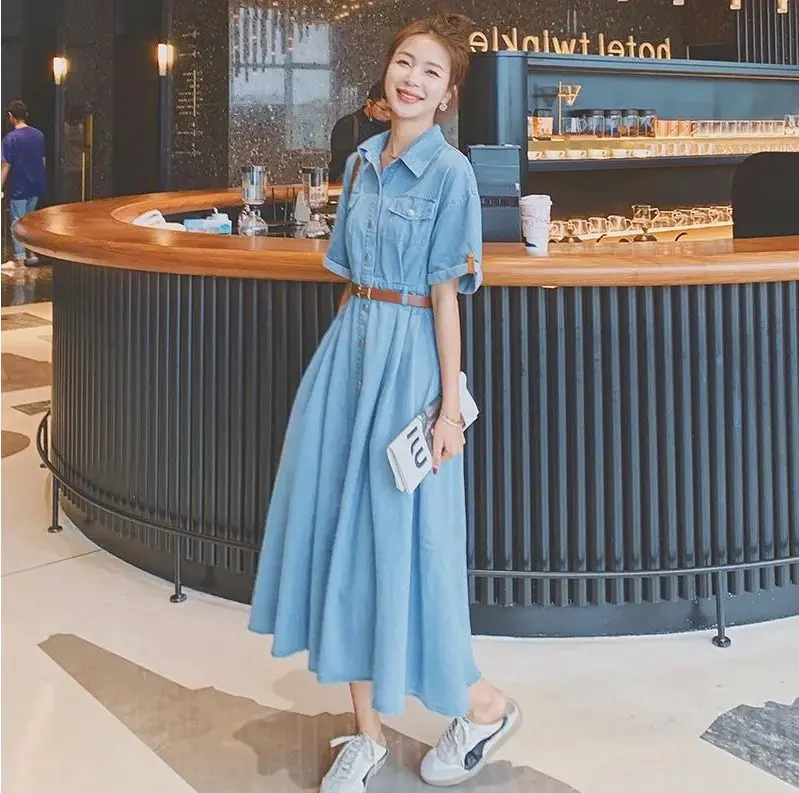Váy jean denim dress dài xòe chất mềm trẻ trung thanh lịch JU24034 Joy1886 cho nữ - Women, Nữ vaytet đầm  trắng vay sang 1
