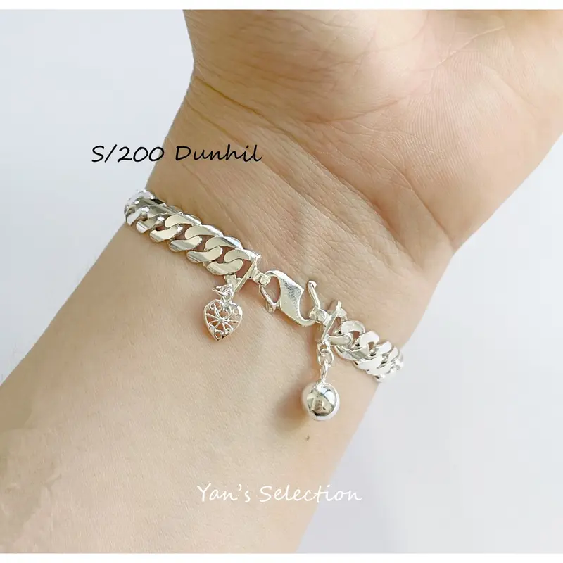 Vòng Tay Bạc Chính Hãng PROMO925, S / 200 Curb / Figado Kid / Adult, Thiết Kế Trẻ Em Và Người Lớn, ** Gelang Dunhil, Gelang Stamping 1