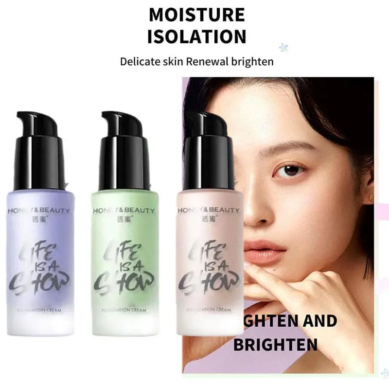 Kem Lót Màu Xanh Lá Cây Và Tím, HONEY BEAUTY, Dưỡng Ẩm, Thích Hợp Cho Lớp Nền Trang Điểm, Lâu Trôi, Cho Khuôn Mặt, N8L7 0