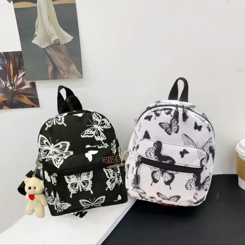 Tas Ransel Cewek Mini tas ransel lucu motip kupu2 dan sapi tas sekolah dan ngaji Fashion 6