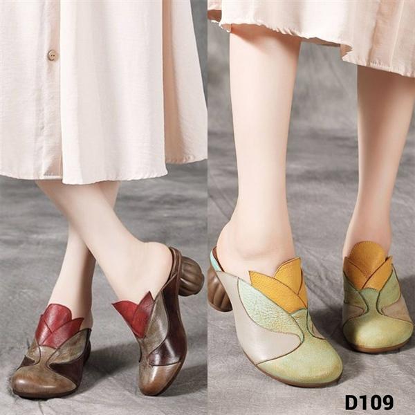 D109 GIÀY SỤC LABAG DA BÒ MỘC VIP CÁCH ĐIỆU HOA TULIP 1