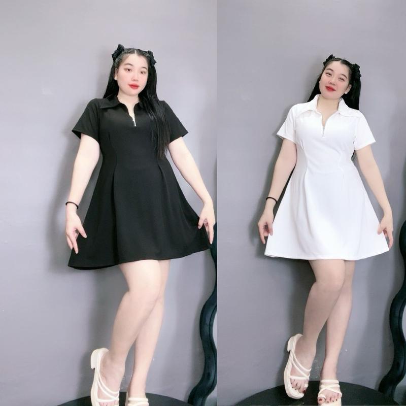 Đầm PoLo bigsize chất vải thun gân mới mềm giản mượt . Cổ nhọn dáng chữ A. G98 Nữ Women Dress