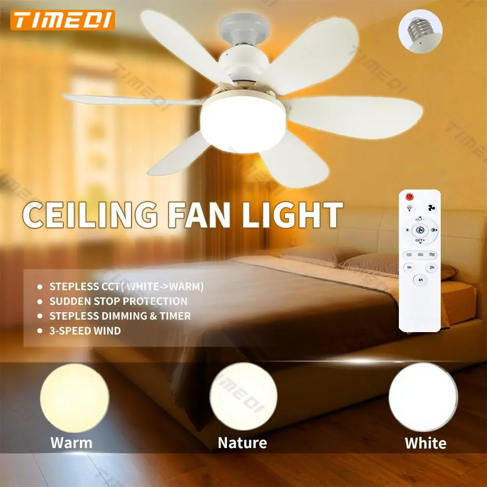TIMEDI Ceiling Fan with Dimmable LED Light and Remote Control for ...
