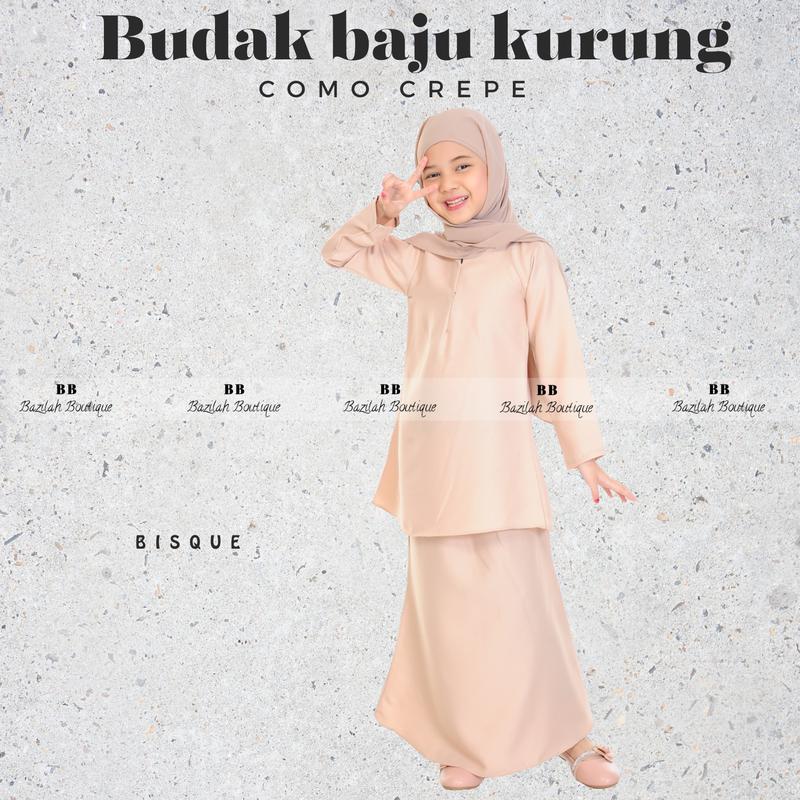 Product Introduction of 2025RAYA BUDAK BAJU KURUNG PEREMPUAN PLAIN COMO CREPE 2 YEARS TO 3XL Clothing Dusty Pink Costume 5