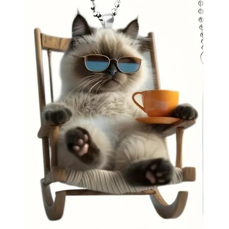 New Cross-border Cute Cat Acrylic Material Flat Car Hanging Backpack Accessories Home Decoration 5