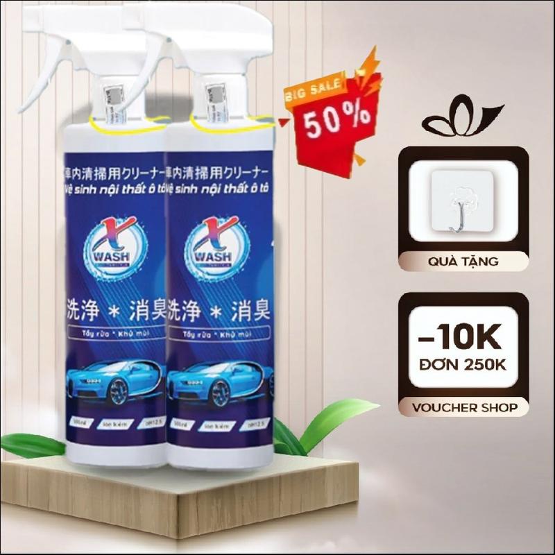 [Giảm 50% Combo 2 Chai ]Chai Xịt Vệ Sinh Kính Và Nội Thất Ô Tô XWASH 500ml, Làm Sạch Khử Mùi Kính, Sofa Nội Thất Xe Hơi