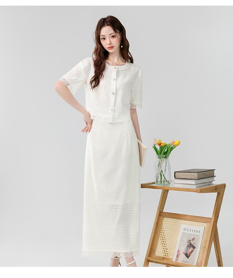 Product Introduction of Exclusive New High-End Dress 2025 Summer New Elegant Small Fragrance Style Heavy Lace Cover-Up Slimming Long Set Dress Luxury Women's Fashion 18