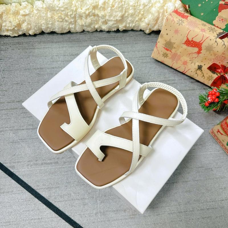 Sandal nữ đế thấp quai chéo xỏ ngón phối bo chun 2 màu thanh lịch M20 DéP GiàY
