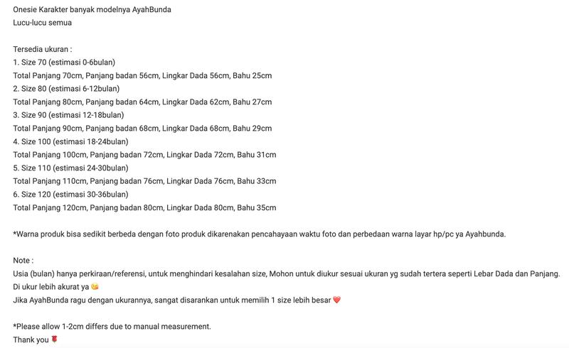Product Introduction of BABYPOTATO - Onesie Karakter Kostum Anak Bayi Lucu (0-6Bulan s/d 30-36Bulan) 0