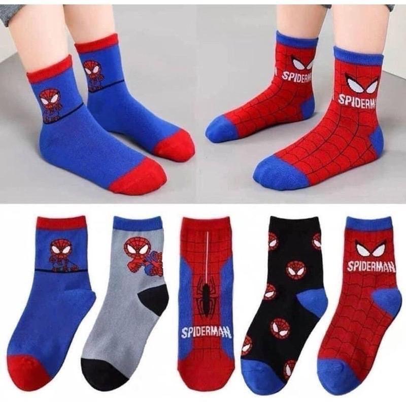 Set 10 Đôi Tất Siêu Nhân Người Nhện Cổ Cao Bé Trai 1- 12 tuổi