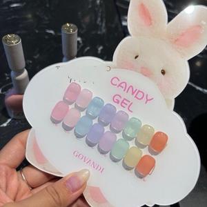 Set Sơn Gel Thạch Thỏ Candy Bunny Govandi 8 Màu Làm Nail Nữ Siêu Xinh Kèm Bảng Màu, Mịn Mướt Dễ Kéo Chai 15ml Nắp Tròn Cọ Nhỏ Women