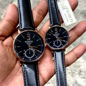 Mirete Watch Jam Tangan Couple Analog Strap Tali Kulit Tahan Air Model Simple Mewah Elegant Produk Ori Jam Tangan Pasangan Kemewahan Santai