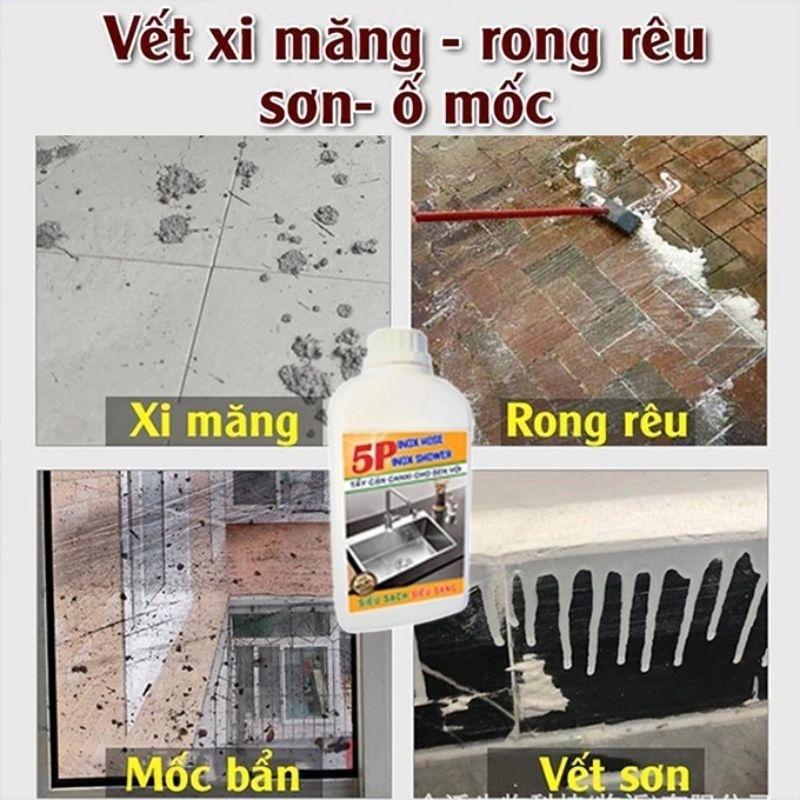 [Tặng Khăn] Nước Tẩy Đa Năng - Tẩy Cặn CANXI Vệ Sinh Sàn Nhà 5P 1000ml Làm Sạch Bề Mặt Kính, Bồn Rửa, Vết Ố Vàng Nhà Tắm 1