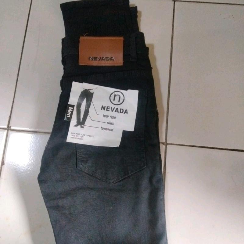 celana panjang pensil melar Pria Jeans Hitam Formal 5